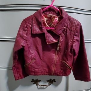 Burgundy Faux Leather Jacket
